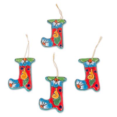 'Talavera-Style Ceramic Stocking Ornaments (Set of...