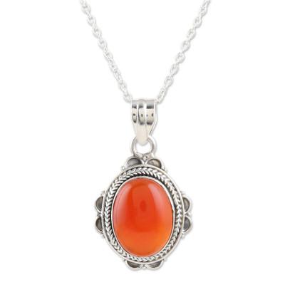 Crimson Love,'Red Onyx and Sterling Silver Pendant Necklace from India'