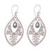 Black Dogwood,'Sterling Silver and Pearl Dangle Earrings'