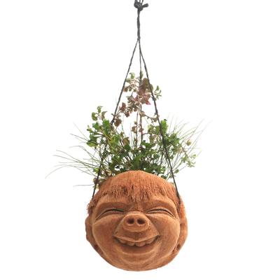 Laughing Face,'Indoor/Outdoor Coconut Shell Planter'