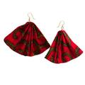 Red Afiba,'Printed Cotton Dangle Earrings in Red from Ghana'
