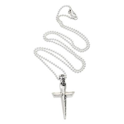 Crossed Lines,'Men's Sterling Silver Cross Pendant Necklace'