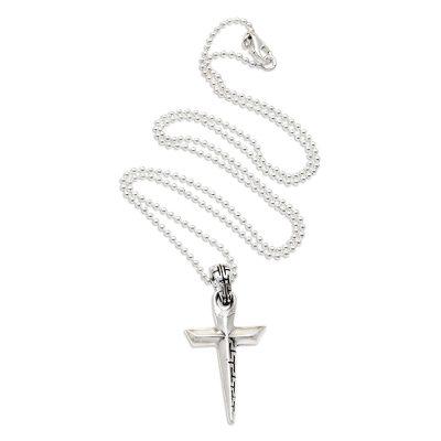 Crossed Lines,'Men's Sterling Silver Cross Pendant...