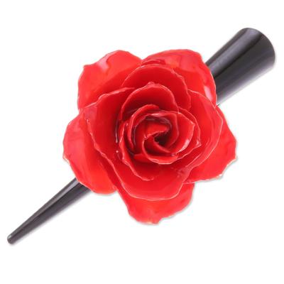 Crimson Sweetheart,'Natural Red Sweetheart Rose Hair Clip from Thailand'