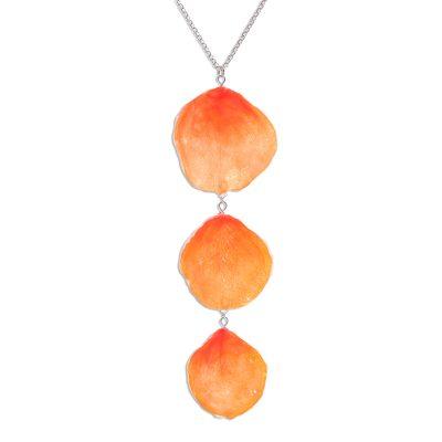 Pretty Orange Petals,'Natural Orange Rose Petal Necklace from Thailand'