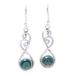 Meadow Dance,'Round Malachite in Sterling Silver Swirls Dangle Earrings'