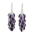 'Grapes of Love' - Sterling Silver and Amethyst Earrings Indian Jewelry