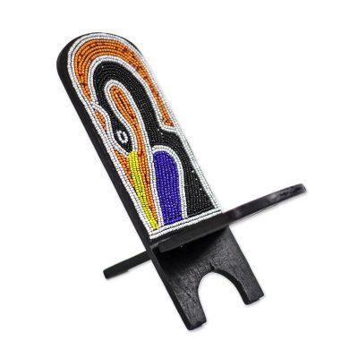 Eco Sankofa,'Recycled Plastic Beaded Sese Wood Sankofa Decorative Chair'