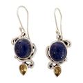 Lapis and citrine dangle earrings, 'Royal Charm'