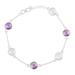 Eternal Opulence,'Rainbow Moonstone and Amethyst Sterling Silver Link Bracelet'