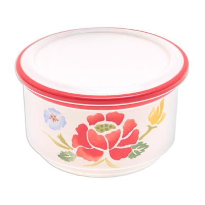 Poppy Garden in Red,'Hand-Painted Round Ceramic Box'