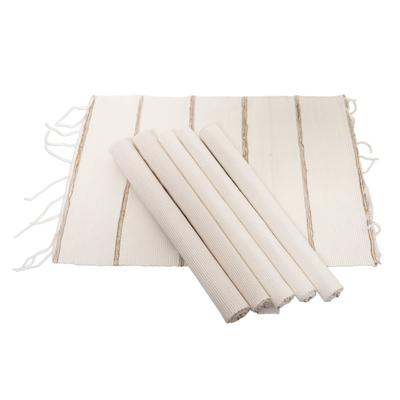 Natural Table,'Handmade Natural Fiber and Cotton Placemats (Set of 6)'