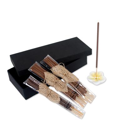 Plumeria Sunrise,'Aromatherapy Boxed Gift Set with 18 Incense Sticks & Holder'