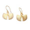 'Hammered 18k Gold-Plated Brass Dangle Earrings from Bali'