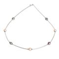 Pink and Purple,'Purple and Pink Cultured Pearl and Sterling Silver Necklace'