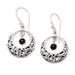 Baturiti Garden in Black,'Sterling Silver Dangle Earrings with Swaying Onyx Stone'