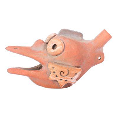 God of the Wind,'Pre-Hispanic Ehecatl Wind God Ceramic Ocarina Flute'