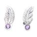 Petite Feather,'Sterling Silver Leaf Stud Earrings with Amethyst Stone'