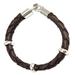 Men's leather bracelet, 'Chankas Warrior in Dark Brown'