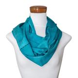 'Teal Cotton Beaded Infinity Scarf Hand-woven in Guatemala'