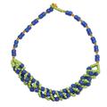 Blue and Green,'Blue and Green Recycled Glass Beaded Torsade Necklace'