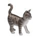 Curious Kitten,'Standing Wood Cat Sculpture in Grey and White from Bali'