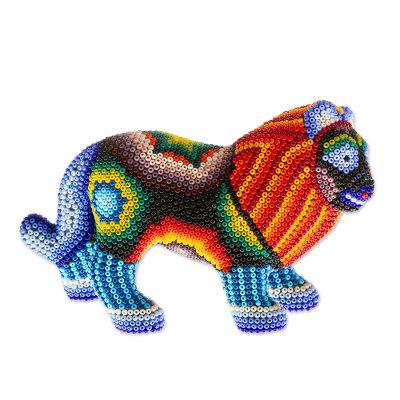 Jalisco Lion,'Papier Mache and Huichol Glass Bead Lion From Guadalajara'