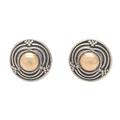 Golden Tide,'18k Gold-Accented Sterling Silver Round Stud Earrings'