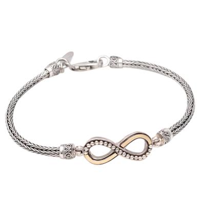 '18k Gold-Accented Sterling Silver Infinity Pendant Bracelet'