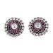 Dotted Blossom,'Pink Onyx Cubic Zirconia and Silver Floral Button Earrings'