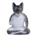 Nirvana Kitty,'Wood Meditating Cat Sculpture in Grey and White from Bali'