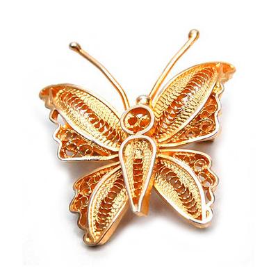 'Wings' - Handmade Vermeil Gold Plated Filigree Butterfly Brooch P