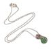Blossoming Serenity,'Jade and Gold Accented Sterling Silver Pendant Necklace'