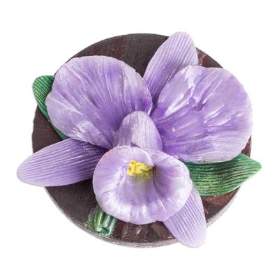 The Tropical Guaria,'Handmade Painted Pinewood and Cold Porcelain Flower Magnet'