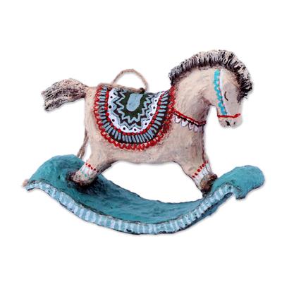 Sweet Rocking Horse,'Hand-Painted Papier Mache Rocking Horse Ornament'