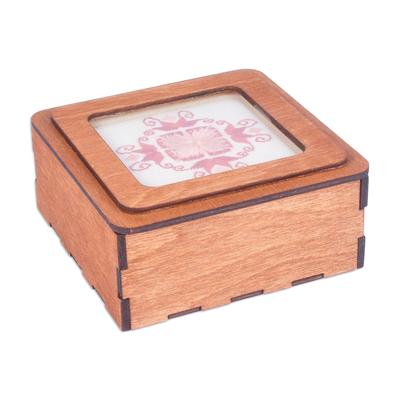 Hibiscus Splendor,'Armenian Handmade Wood Jewelry Box with Embroidered Motif'