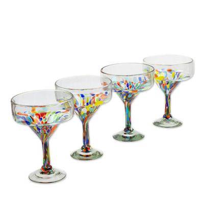 Chromatic Finesse,'Set of 4 Colorful Handblown Mar...