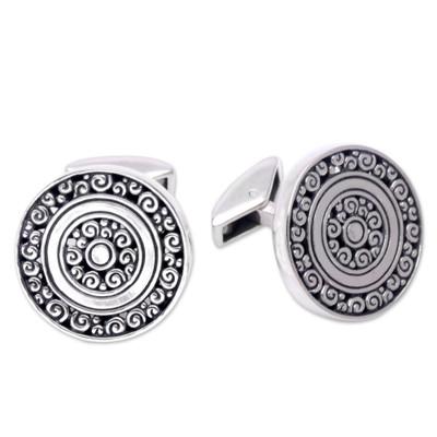 Sterling silver cufflinks, 'Universal Coin'