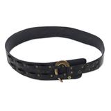 Iron Edge,'Black Iron Studded Leather Belt with Contemporary Hook'