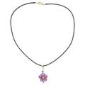 'Gold-Accented Floral Howlite Pendant Necklace in Pink Hues'