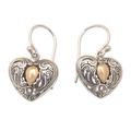 'Heart-Shaped Dangle Earrings with 18k Gold-Plated Accents'