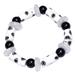 Black and White Grace,'Handmade Recycled Glass Beaded Bracelet in Black and White'