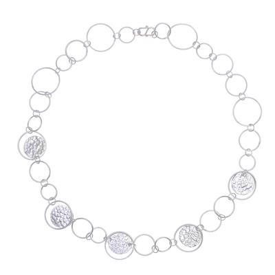 Outer Galaxy,'Stylish Hammered 950 Silver Link Necklace'