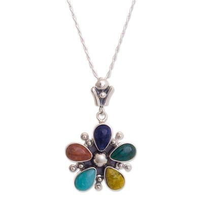 Flower of San Juan,'Handcrafted Multi-Gemstone Necklace'