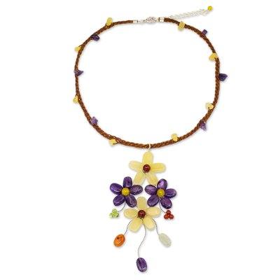 Amethyst flower necklace, 'Twilight Bouquet'