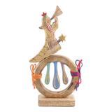 Divine Wish,'Hand-Painted Mango Wood Sculpture of Christmas Angel'