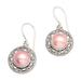 Floral Orbs in Pink,'Pink Cultured Mabe Pearl Dangle Earrings from Indonesia'