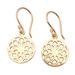 Divine Energies,'Polished 18k Gold-Plated Round Lotus Dangle Earrings'