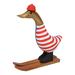 Skiing for America,'Handcrafted Bamboo Root and Teak Wood Skiing Duck Figurine'