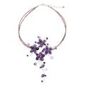 Amethyst and garnet flower necklace, 'Refinement'